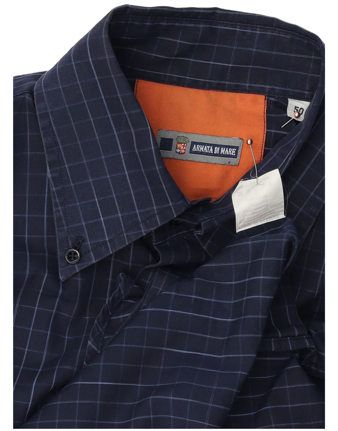 Мужская рубашка ARMATA DI MARE IT 50 Medium Navy Blue Check Cotton