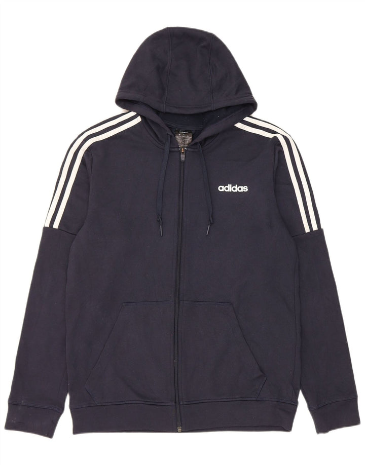 Мужской свитер с капюшоном Adidas Climalite на молнии, средний темно-синий, полиэстер
