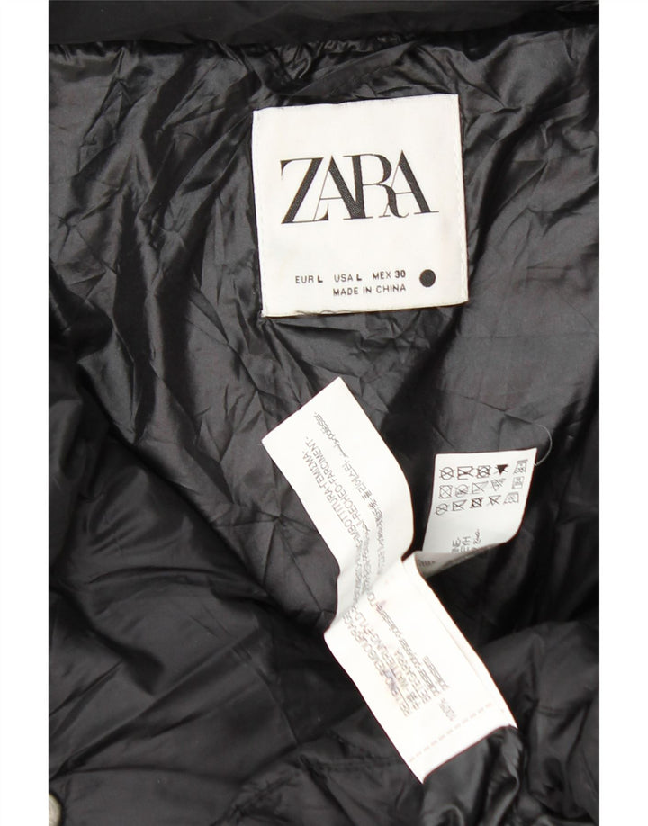 Женская утепленная куртка оверсайз ZARA UK 16, большой черный полиэстер
