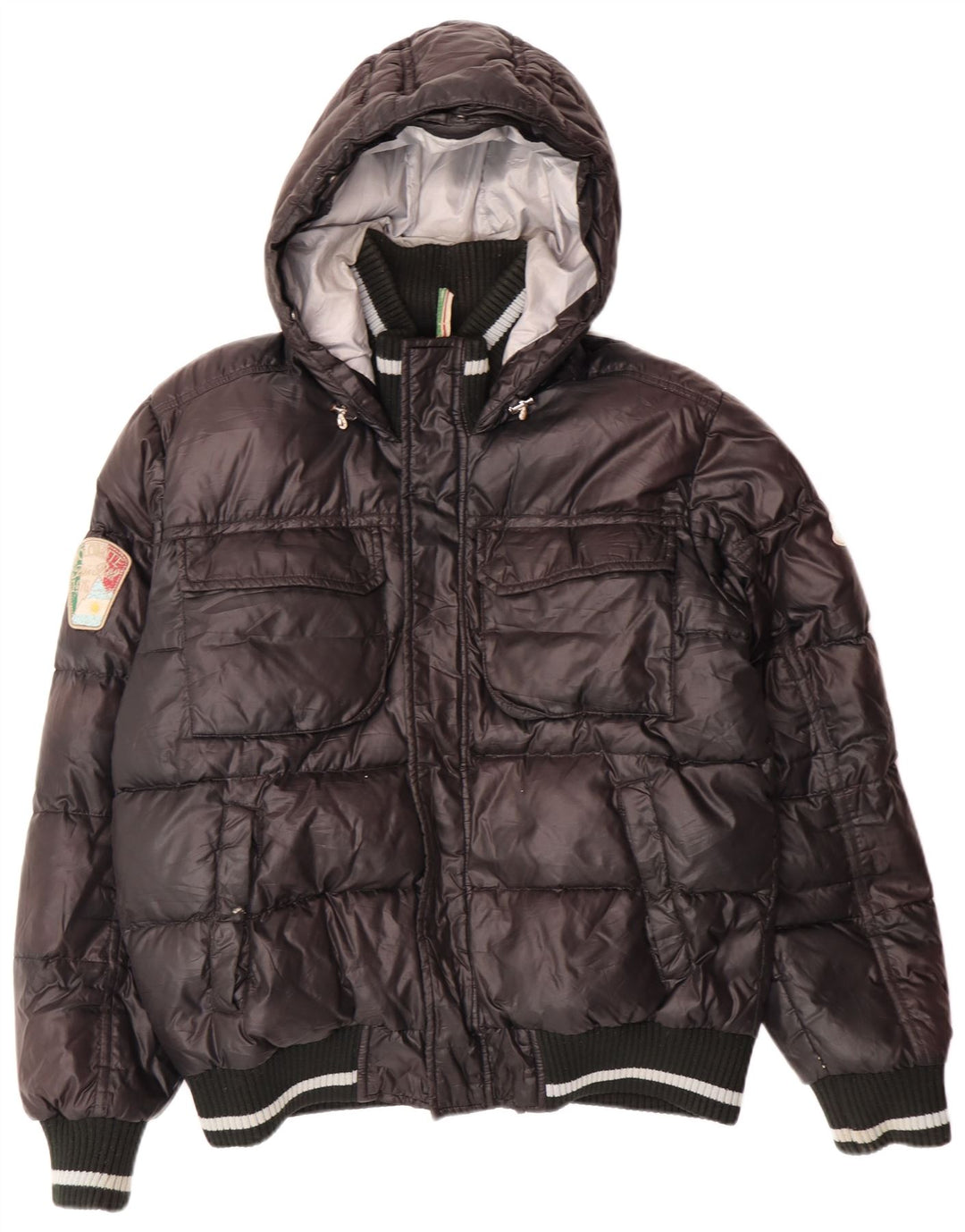 Мужская стеганая куртка с капюшоном и графическим рисунком DOLOMITE UK 38, средний черный полиэстер