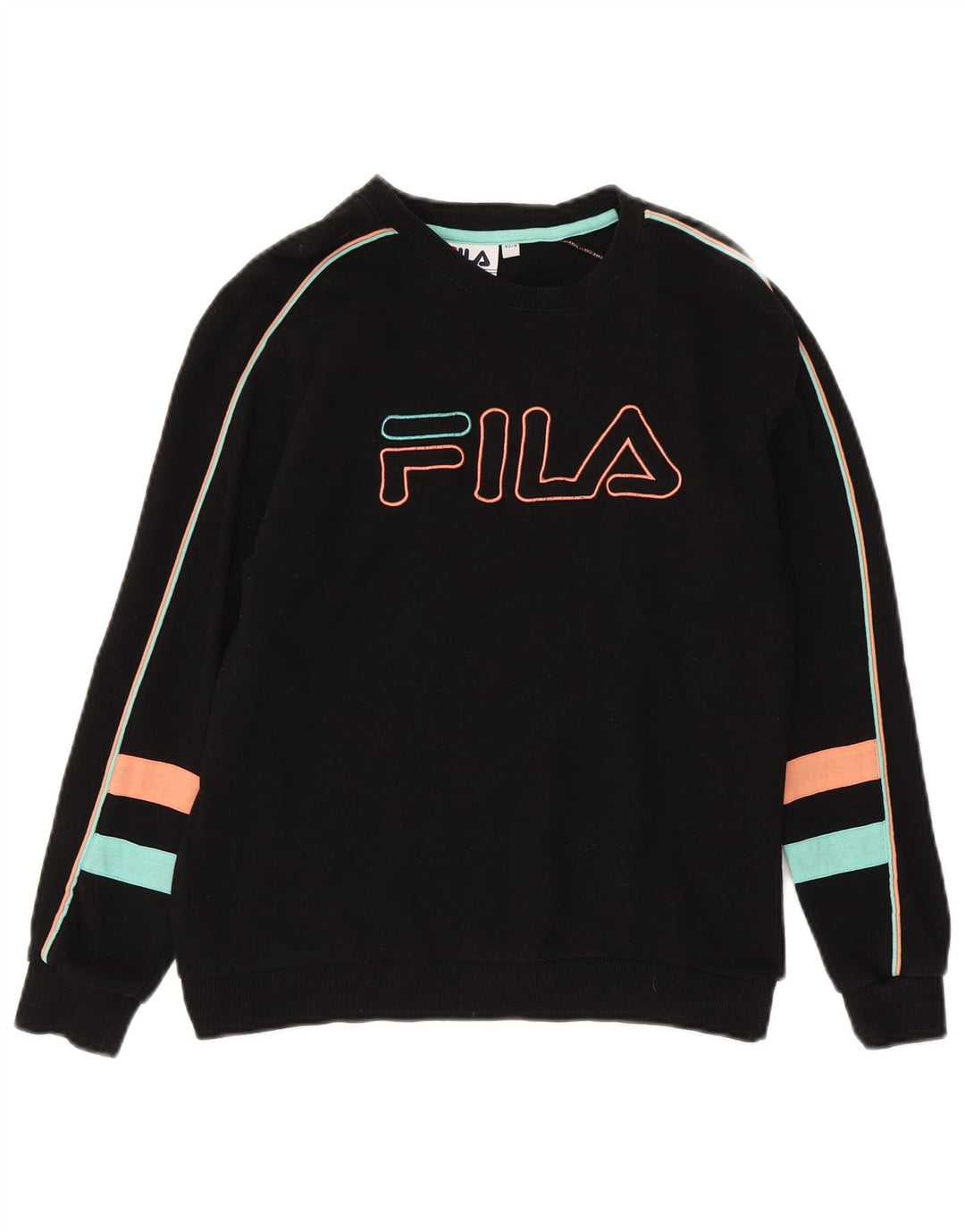 Женский свитер Fila с графическим рисунком UK 8, маленький черный хлопковый