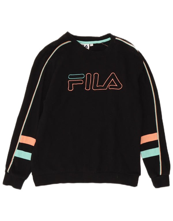 Женский свитер Fila с графическим рисунком UK 8, маленький черный хлопковый