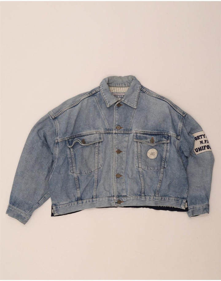 Женская укороченная джинсовая куртка с графическим рисунком UNIFORM UK 14, большая синяя
