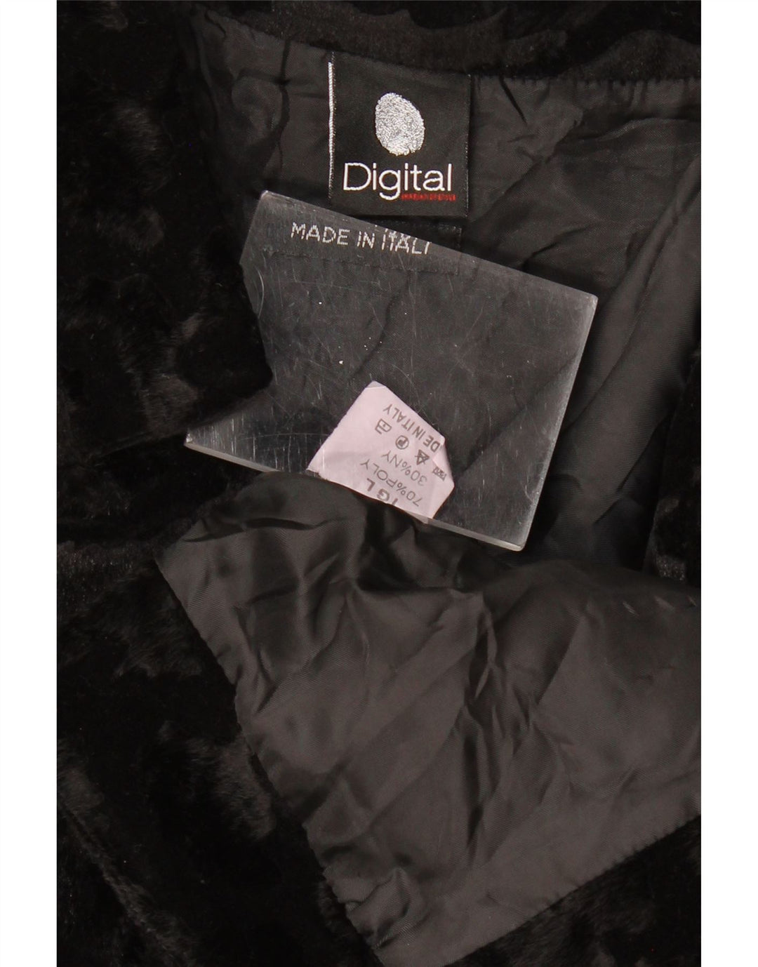 ВИНТАЖНОЕ женское болеро из искусственного меха UK 14, большой черный полиэстер