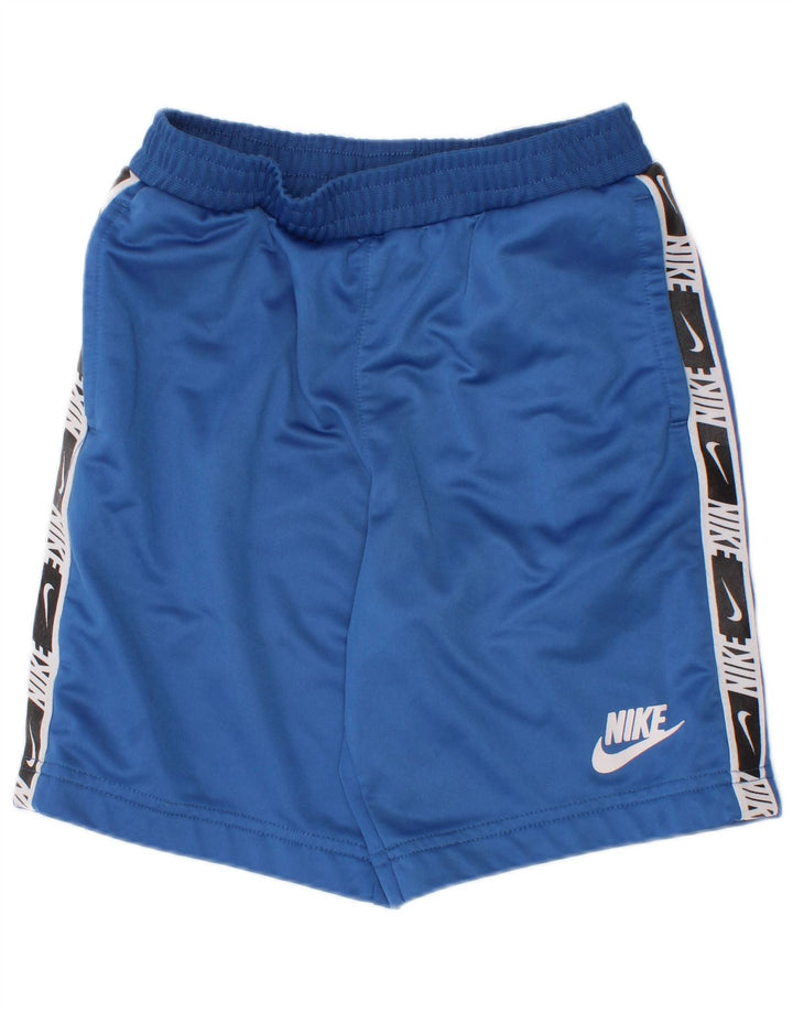Спортивные шорты Nike с графическим рисунком для мальчиков 6–7 лет, большие синие полиэстер с цветными блоками