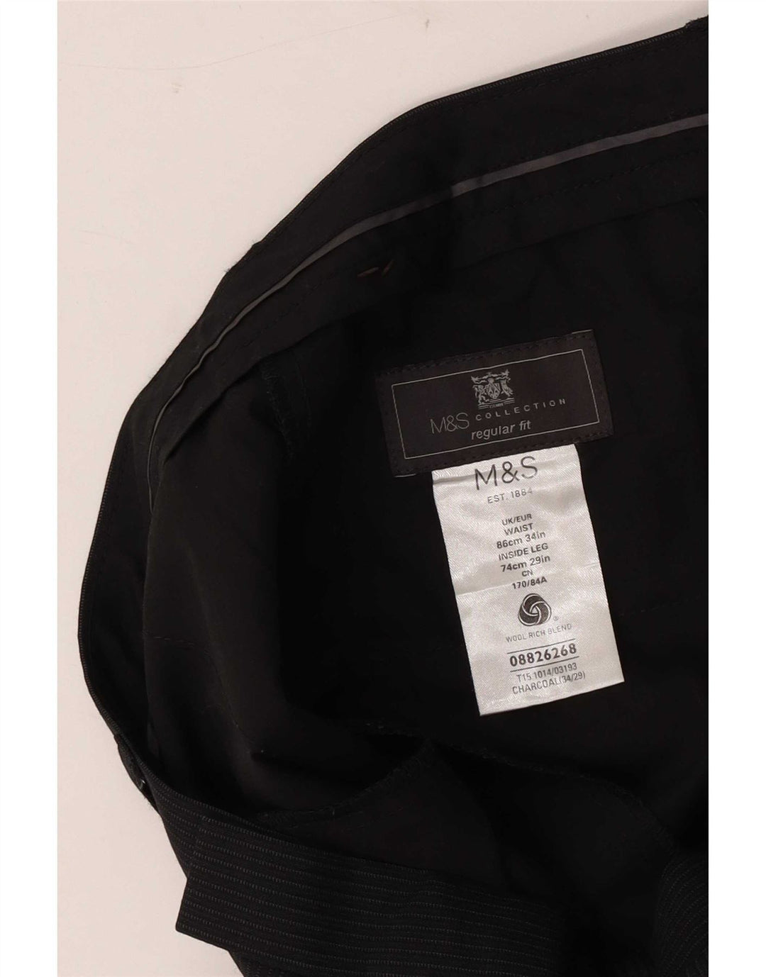 Мужские повседневные брюки стандартного кроя Marks & Spencer W34 L29 серые шерстяные в полоску