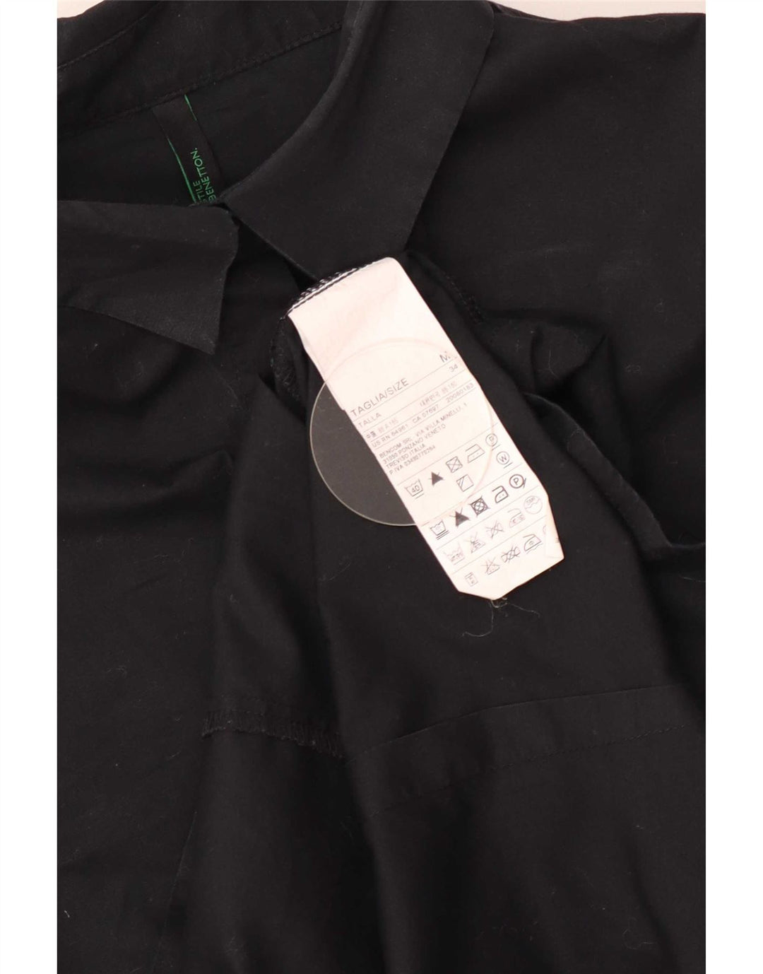 Женская рубашка Benetton UK 12, средний черный хлопок, черный