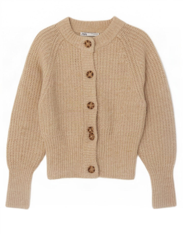 Женский кардиган Zara UK 12, средний бежевый полиэстер