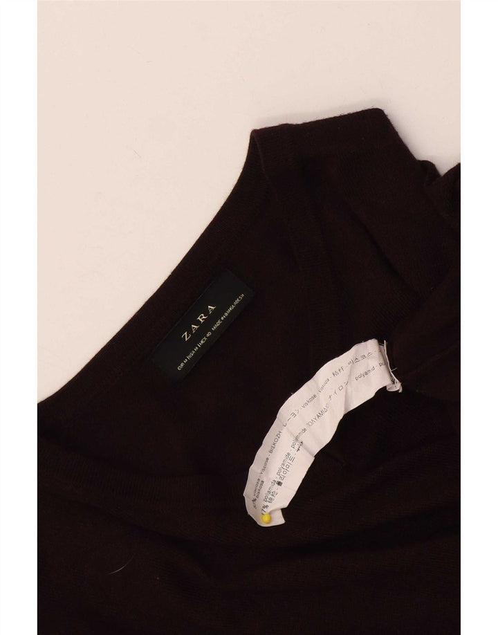Мужской джемпер с v-образным вырезом Zara, средний бордовый вискозный свитер