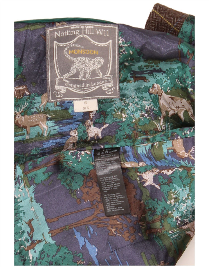 Жилет Monsoon для мальчиков 5–6 лет, коричневый, шерстяной в клетку