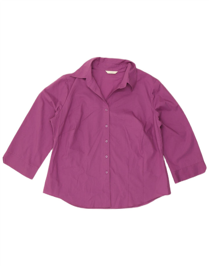 Женская рубашка с рукавом 3/4 Marks & Spencer UK 18 XL Фиолетовый полиэстер