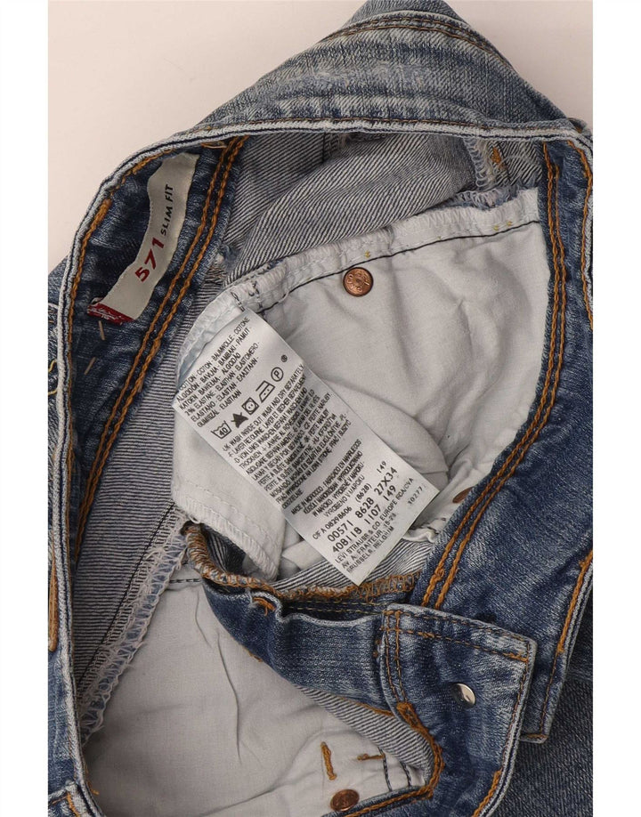 Женские узкие джинсы Levi's 571 W27 L34 синие, хлопок