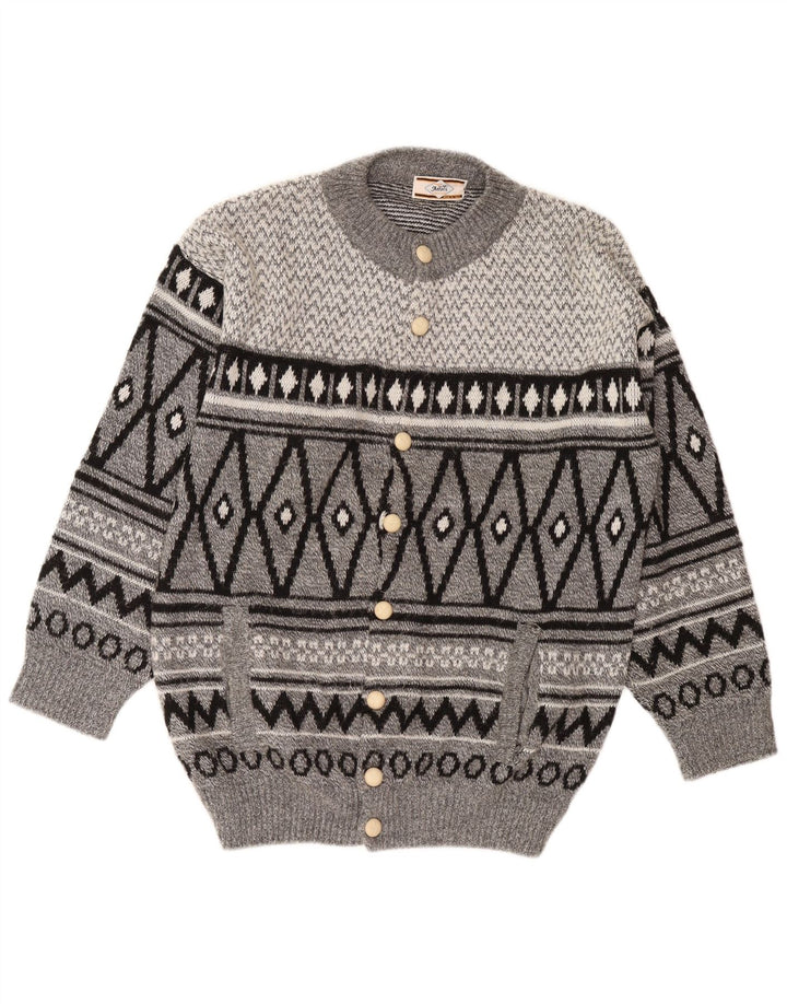 Винтажный мужской кардиган-свитер, большой серый аргайл/ромб