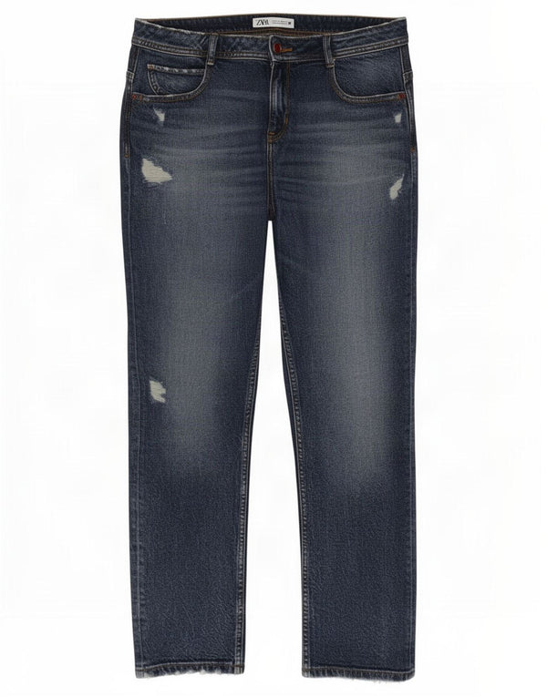 Женские потертые узкие джинсы Zara EU 40 Medium W30 L28, синий хлопок