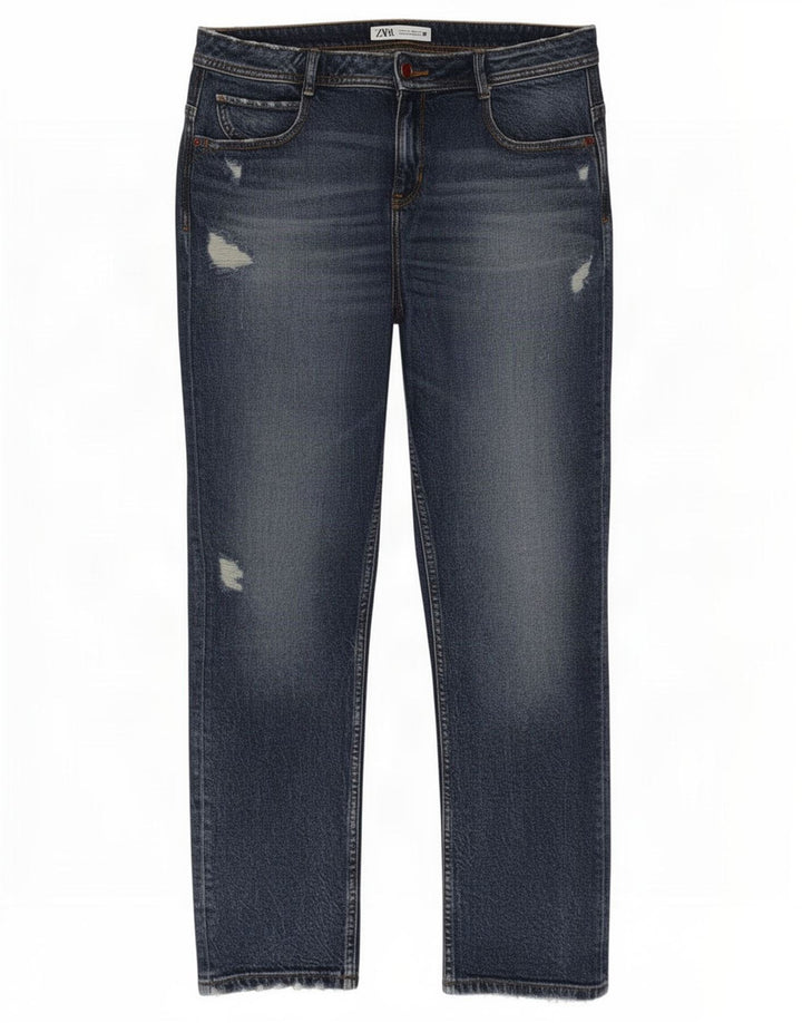 Женские потертые узкие джинсы Zara EU 40 Medium W30 L28, синий хлопок
