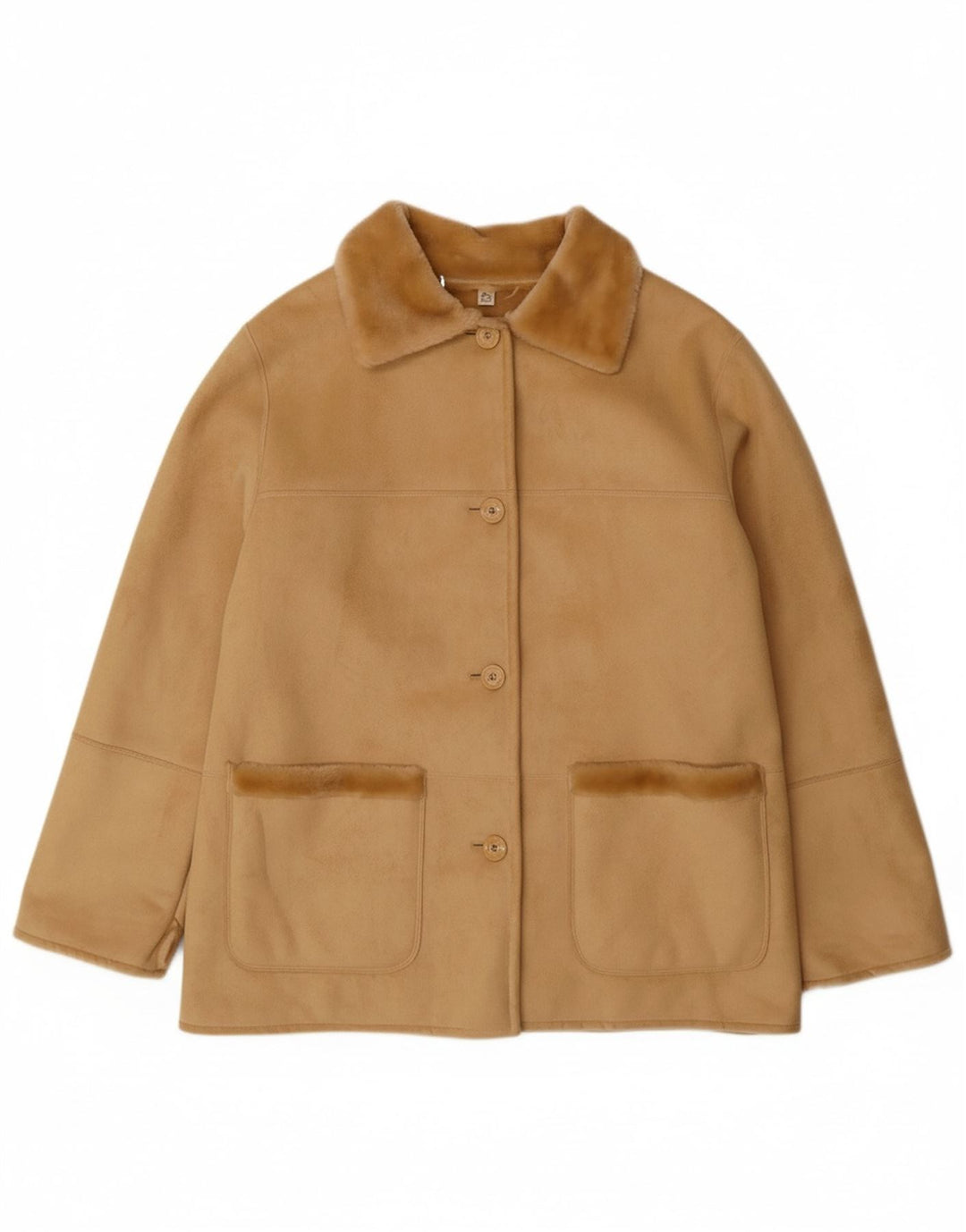 ВИНТАЖНАЯ женская куртка из шерпы EU 44 XL, бежевый акрил