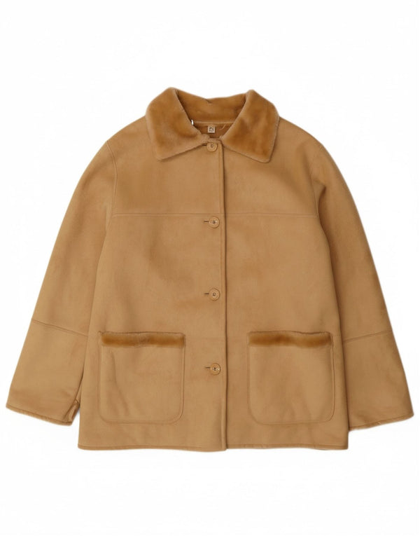 ВИНТАЖНАЯ женская куртка из шерпы EU 44 XL, бежевый акрил