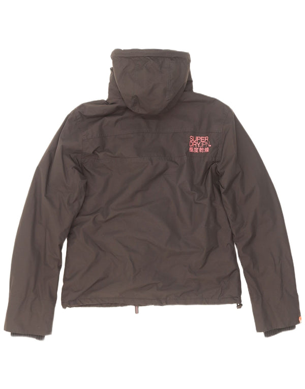 Женская ветровка с капюшоном Superdry UK 16, большая черная нейлоновая куртка