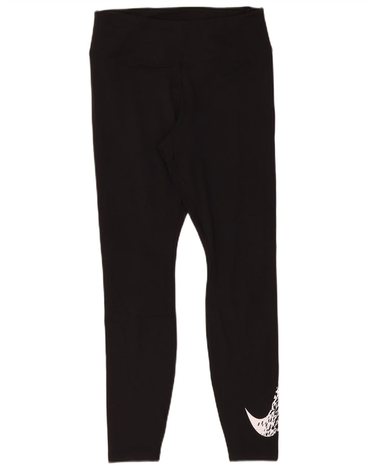 Женские леггинсы с рисунком NIKE Dri Fit UK 12, средний черный полиэстер