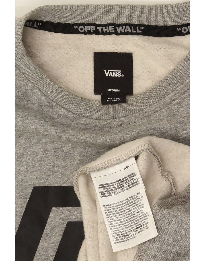 Мужской свитшот с рисунком Vans, хлопковый джемпер среднего серого цвета
