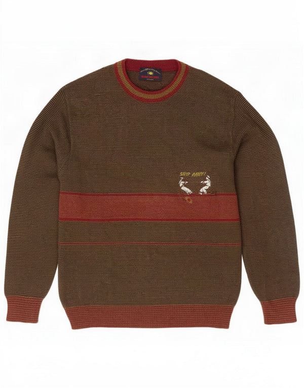 Il Granchio Mens Crew Neck Jumper Sweater Medium Khaki Striped