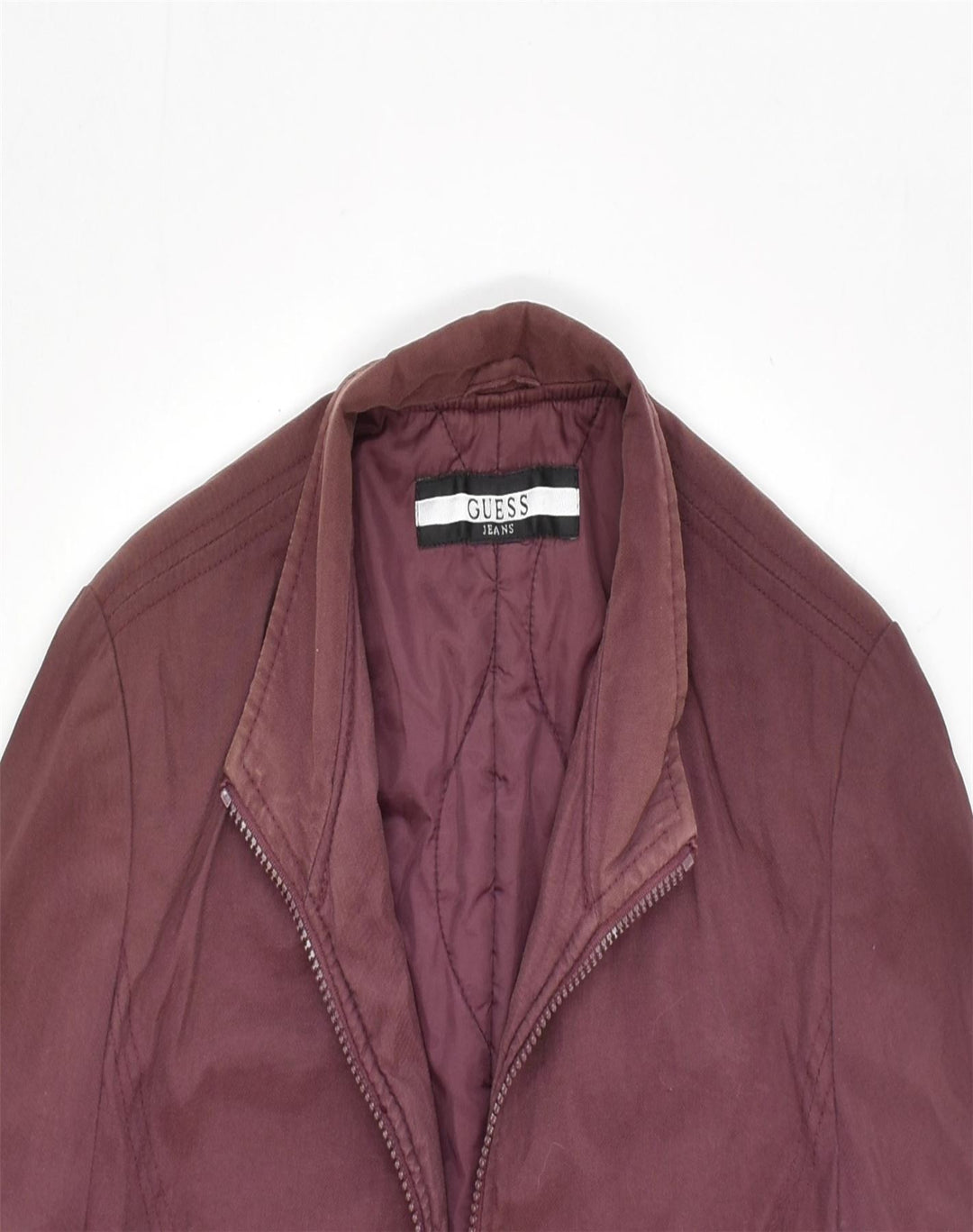 GUESS Womens Overcoat UK 10 Small Maroon Polyamide | Vintage | Thrift | Second-Hand | Used Clothing | Messina Hembry 