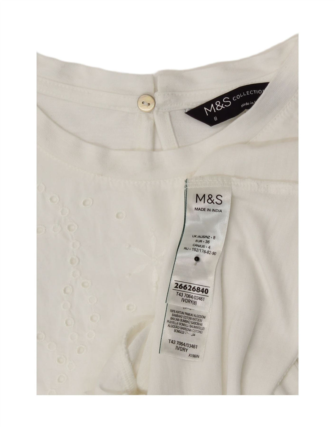 Женская блузка Marks & Spencer Top UK 8, маленький белый модал