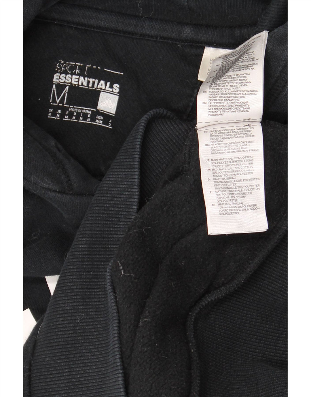 Мужской джемпер с капюшоном ADIDAS, черный, хлопковый, среднего размера