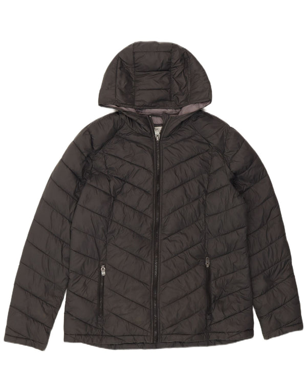 Женская стеганая куртка с капюшоном Fat Face UK 14, большой серый нейлон