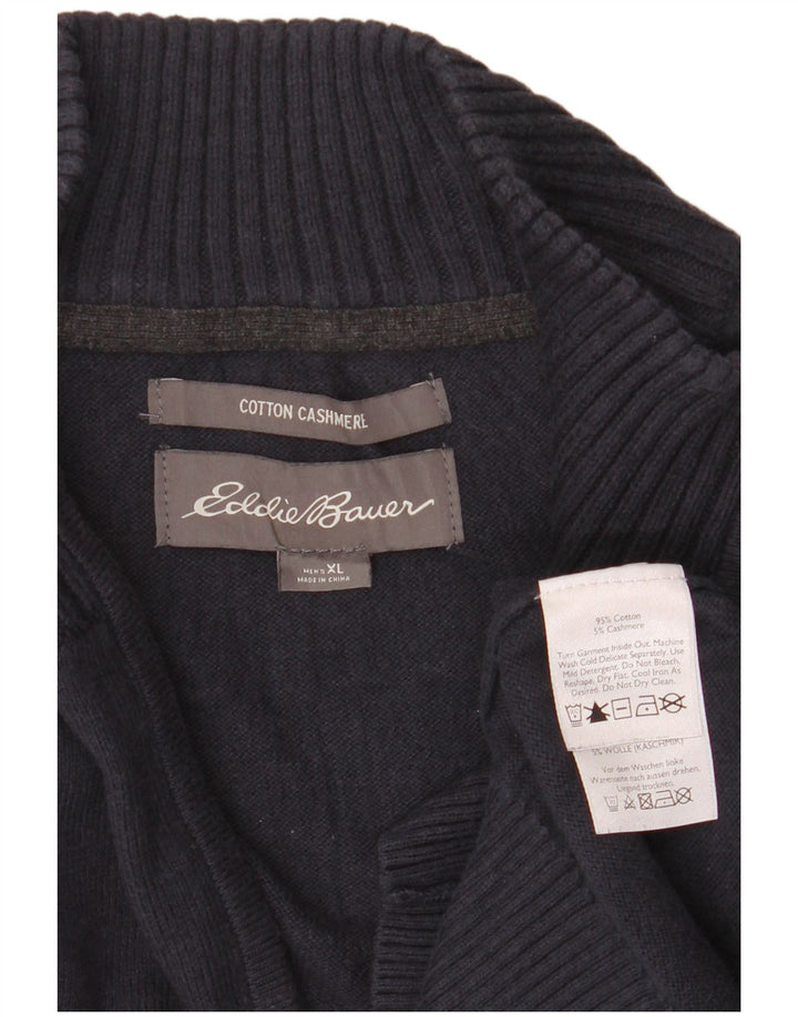 Мужской свитер EDDIE BAUER с воротником на молнии XL, темно-синий, хлопок