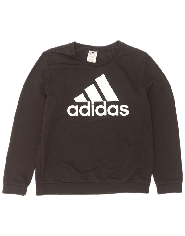 Женский свитер с рисунком Adidas UK 12/14, средний, черный, хлопок
