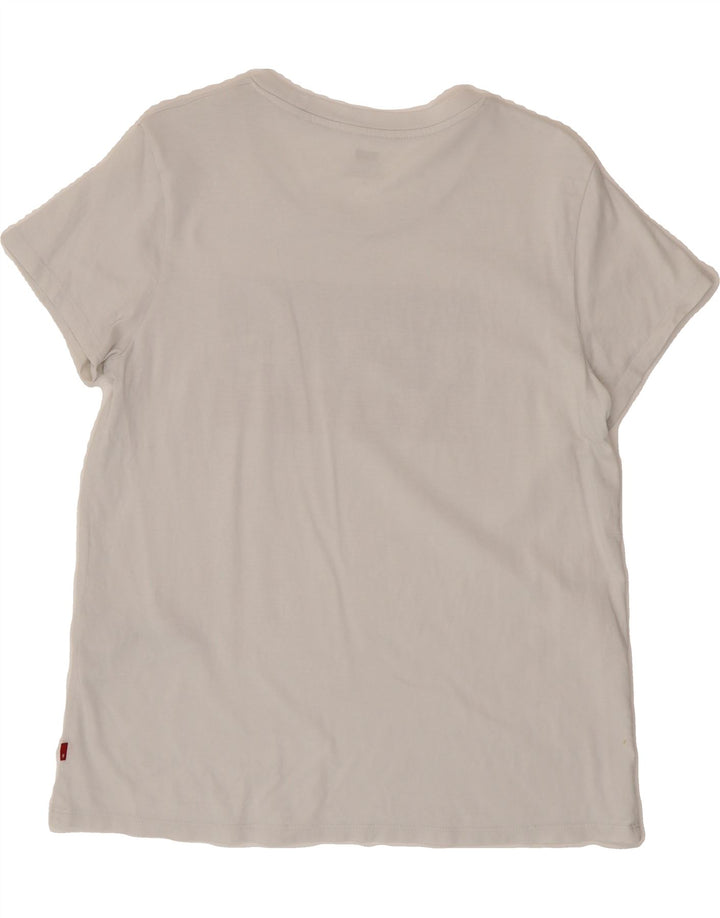LEVI'S Womens Graphic T-Shirt Top UK 12 Medium White Cotton Vintage Levi's and Second-Hand Levi's from Messina Hembry 