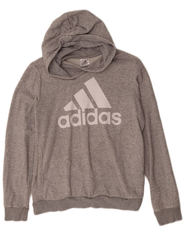 Женский джемпер с капюшоном Adidas с рисунком, Великобритания, 12/14, средний серый хлопок с крапинками