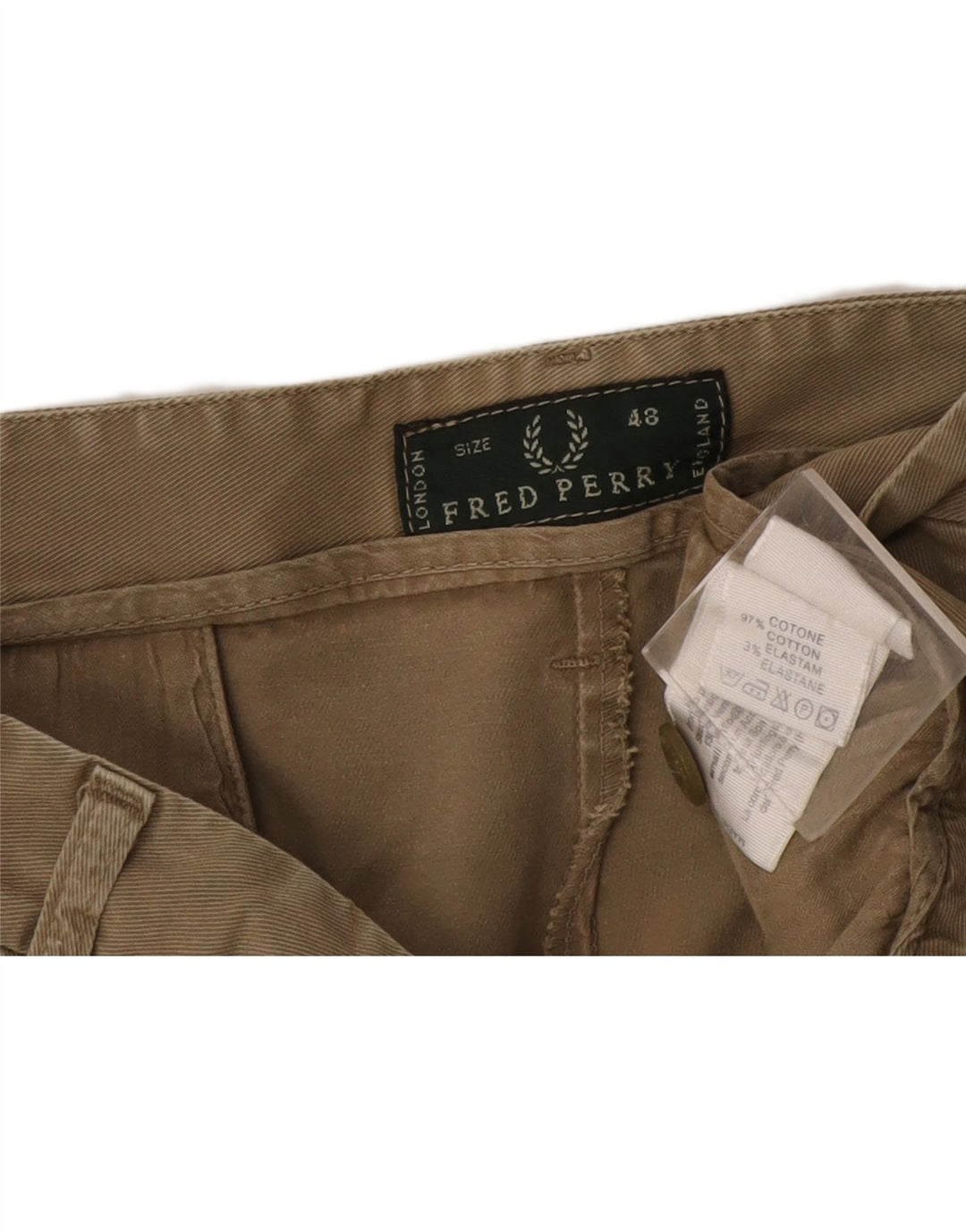 Мужские шорты чинос Fred Perry IT 48 Medium W32 Хаки Хлопок