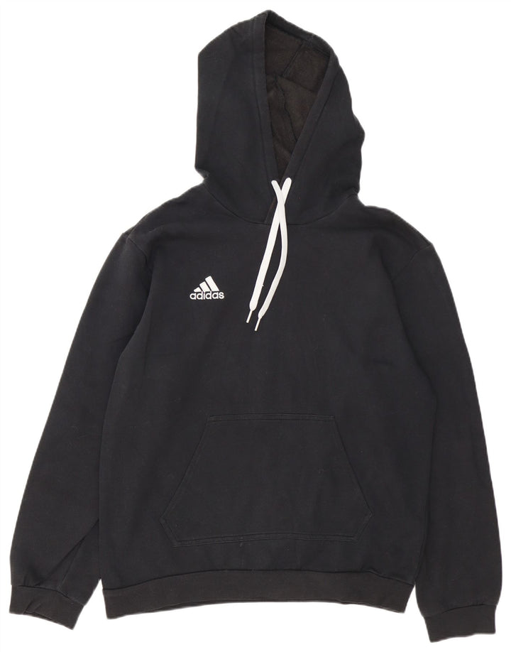 Мужской джемпер с капюшоном Adidas среднего размера, черный, хлопок