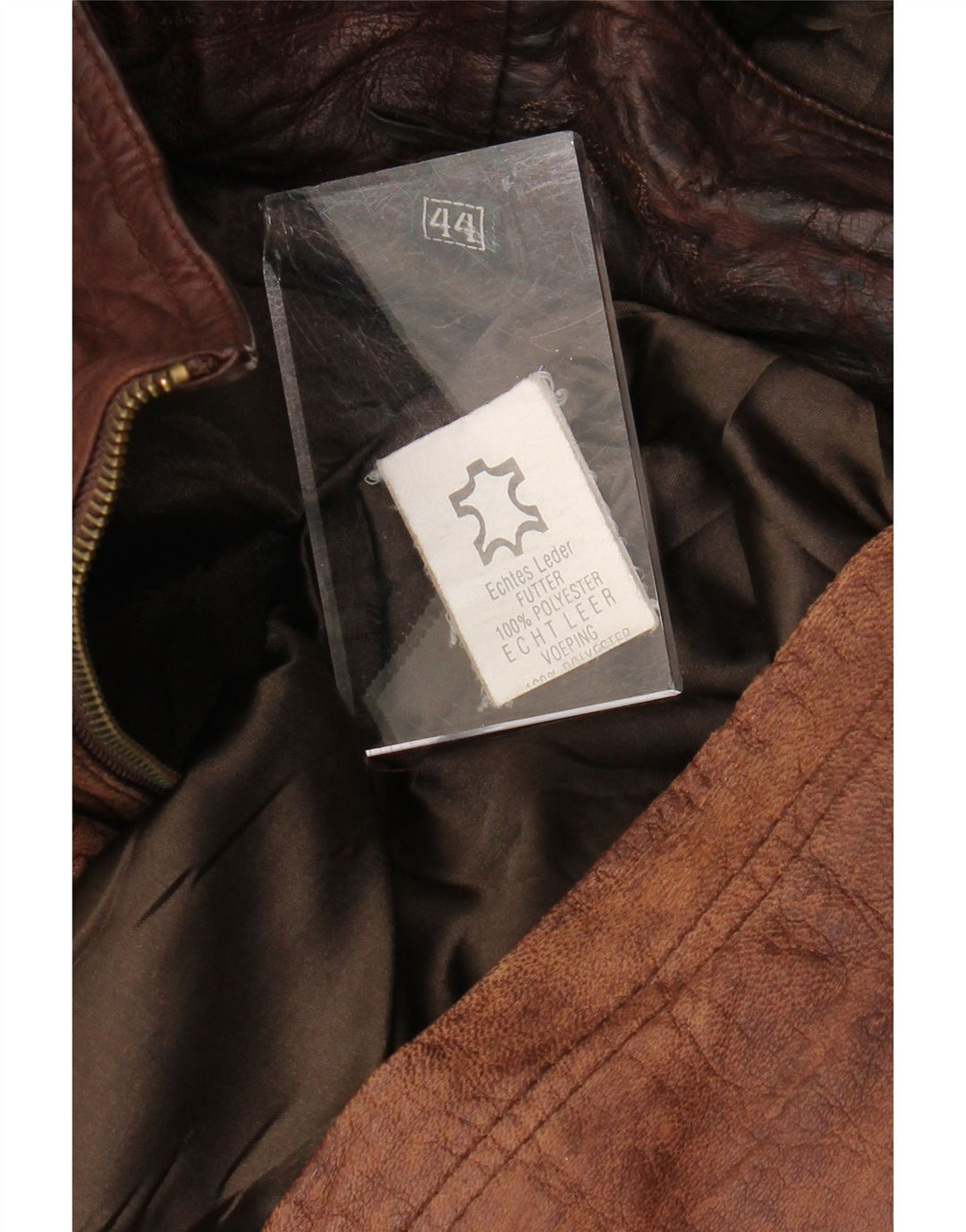 ВИНТАЖНОЕ женское кожаное пальто оверсайз с капюшоном EU 44 XL коричневое кожаное