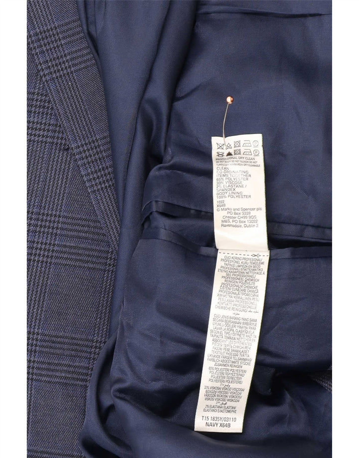 Мужской пиджак на двух пуговицах Marks & Spencer UK 48 2XL синий с узором "гусиные лапки"