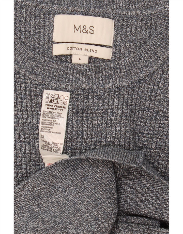 Мужской джемпер с круглым вырезом Marks & Spencer, большой серый полиэстер с крапинками