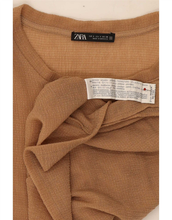 Женская укороченная блузка большого размера без рукавов Zara UK 10, маленький бежевый