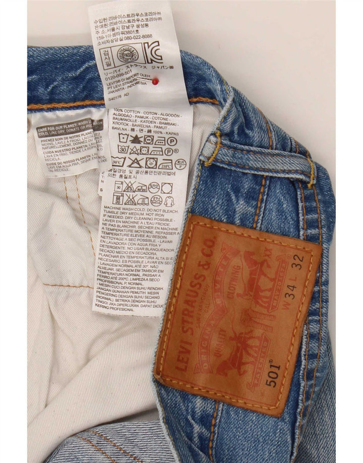 Мужские прямые джинсы Levi's 501 W34 L32 синие, хлопок