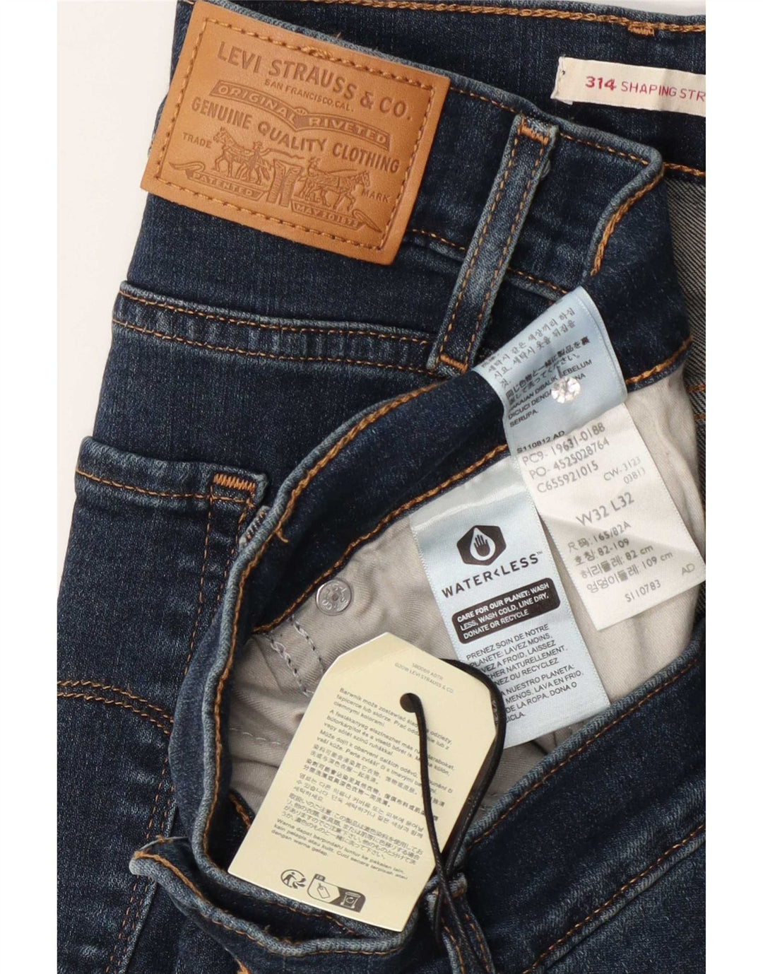 Женские прямые джинсы Levi's 314 Shaping W32 L32 Темно-синие, хлопок