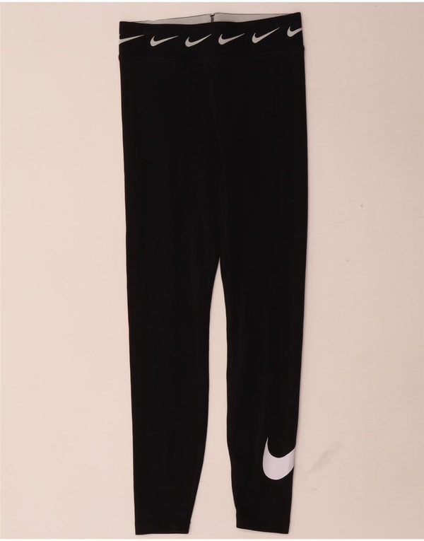 Nike Womens Graphic Leggings UK 8 Small Black Cotton