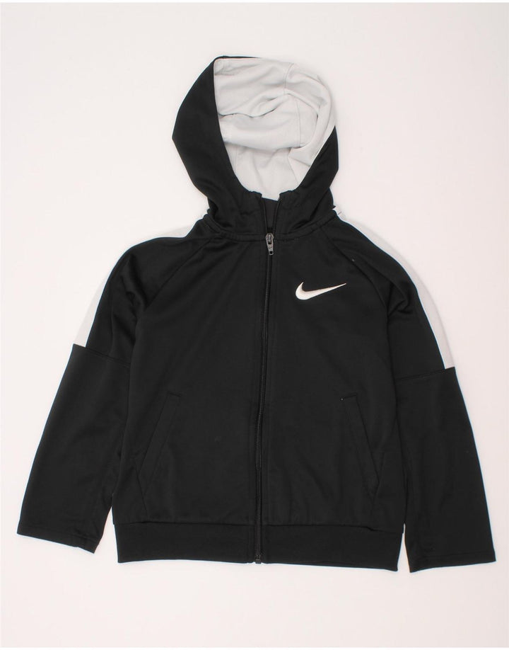 Свитер с капюшоном на молнии для мальчиков Nike, 5–6 лет, средний черный, полиэстер с цветными блоками