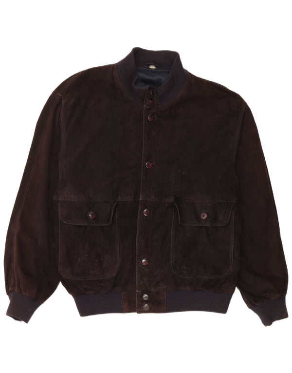 Винтажный мужской замшевый бомбер IT 56 3XL Коричневый кожаный