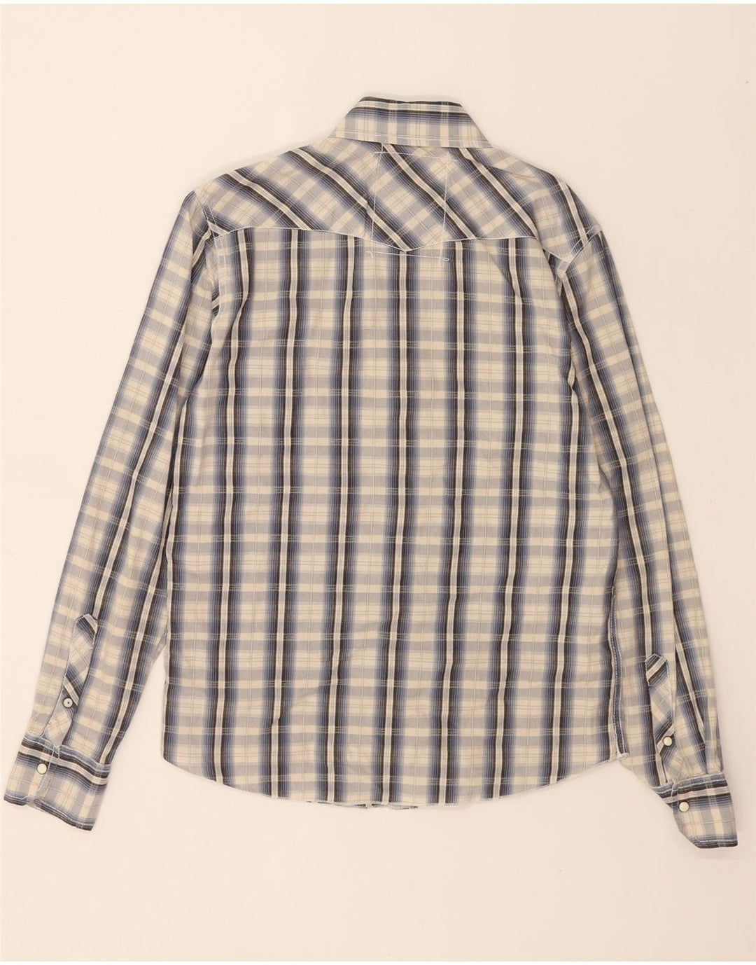 SCOTCH & SODA Mens Shirt Small Beige Check Cotton Vintage Scotch & Soda and Second-Hand Scotch & Soda from Messina Hembry 