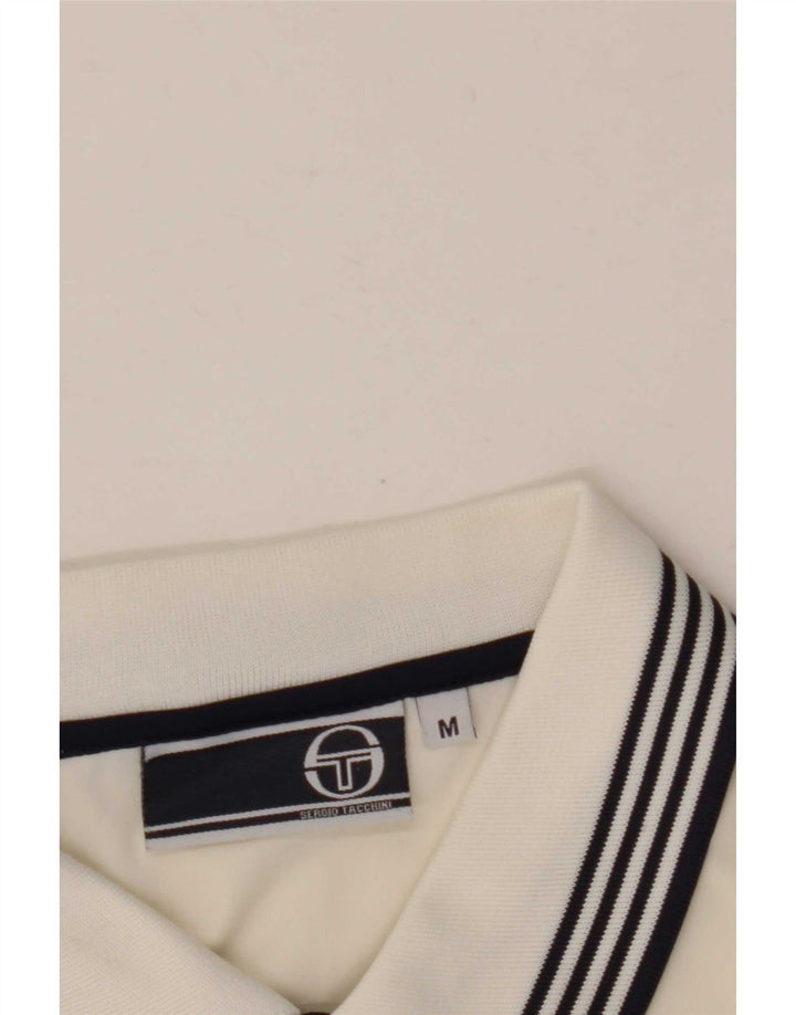 Мужская рубашка-поло Sergio Tacchini среднего белого цвета с цветными блоками