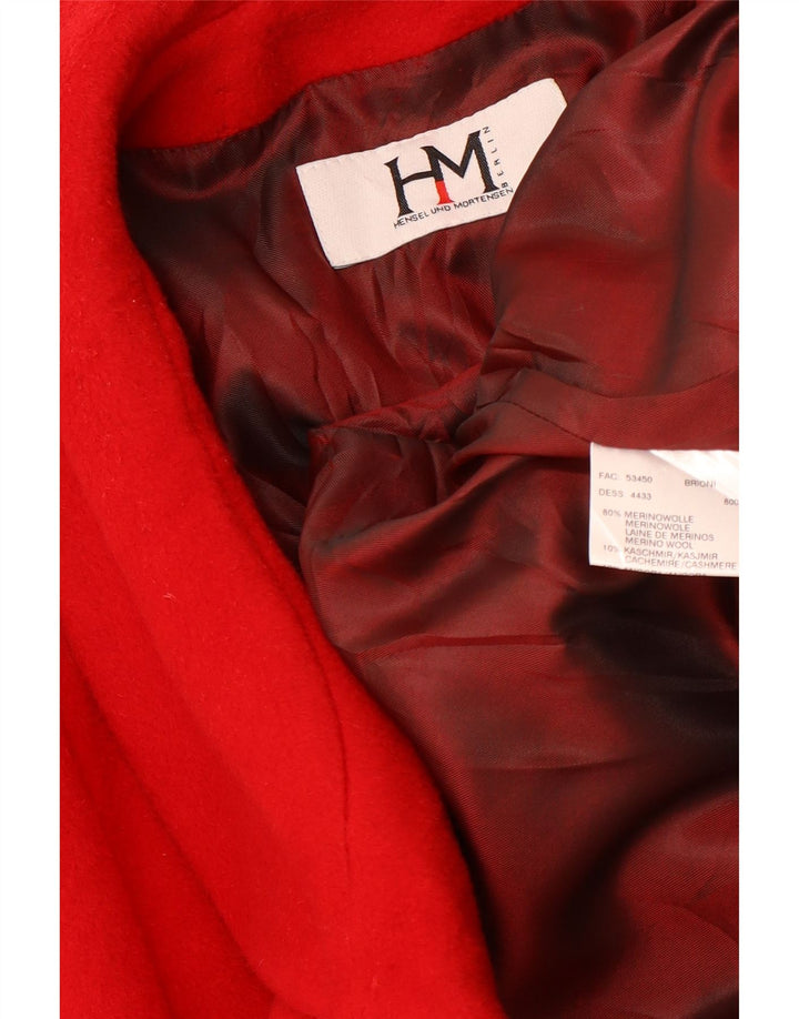 HENSEL UND MORTENSEN Womens Overcoat UK 16 Large Red Merino Wool