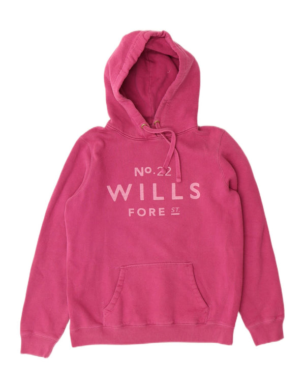 Jack Wills Womens Graphic Hoodie Jumper UK 12 Medium Pink Cotton