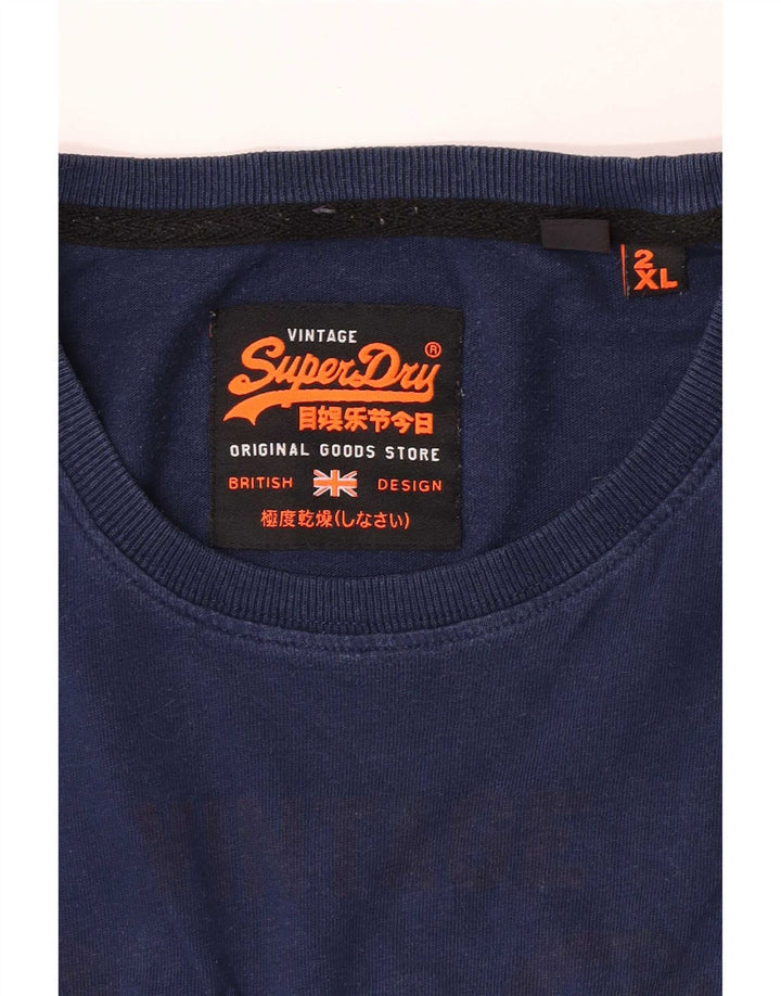 Мужской супертонкий топ с графическим рисунком Superdry, с длинным рукавом, 2XL, синий с цветными блоками