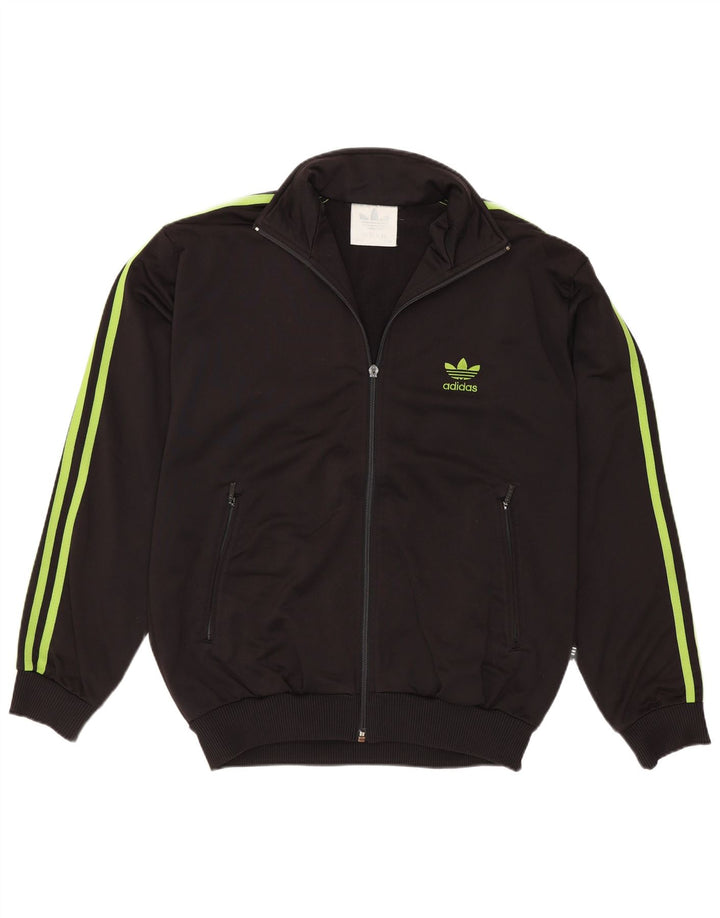 Adidas Boys Tracksuit Top Jacket 14-15 Years Black Polyester